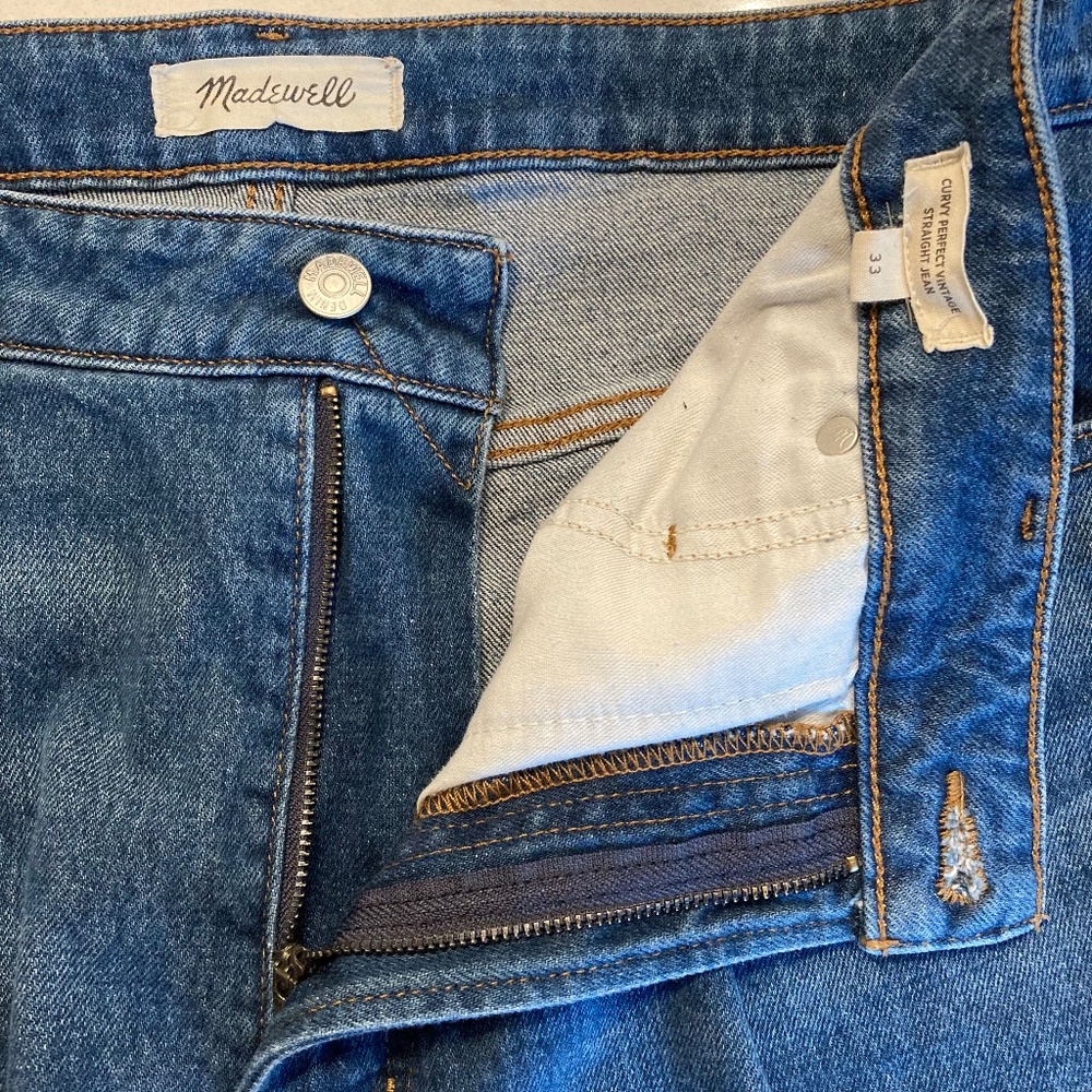 Madewell Curvy Perfect Vintage Straight Jean Mayfield Wash Medium Plus Size 33